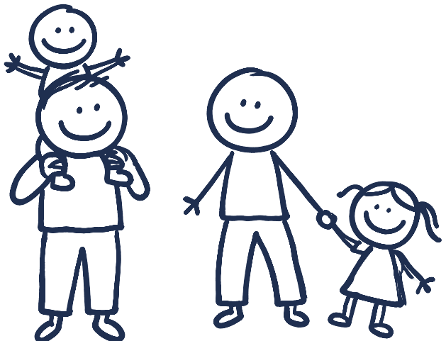 Zwei Väter mit zwei Kindern