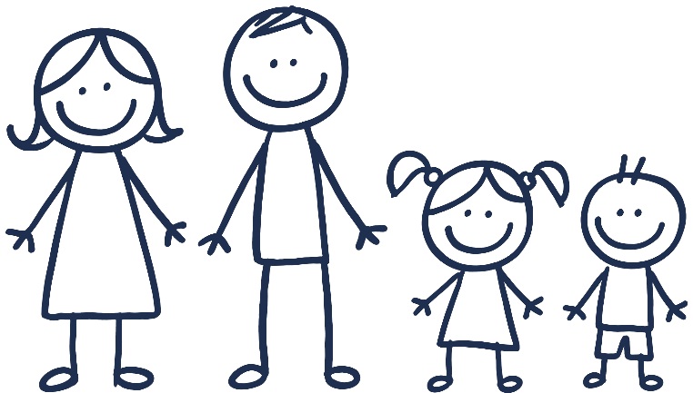 Mutter, Vater und zwei Kinder