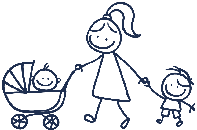 Alleinerziehende Mutter mit Baby und Kind