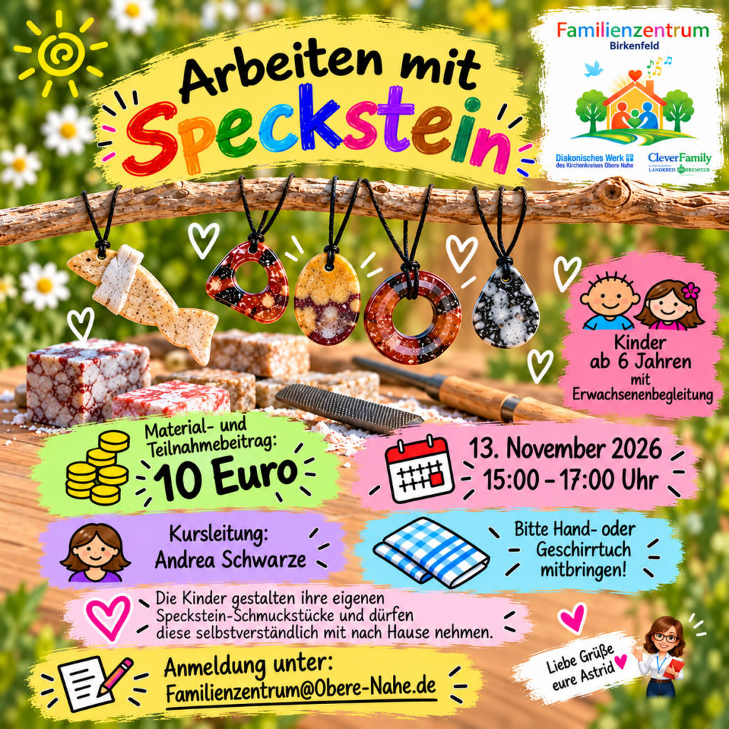 Plakat: Kreativer Speckstein-Workshop